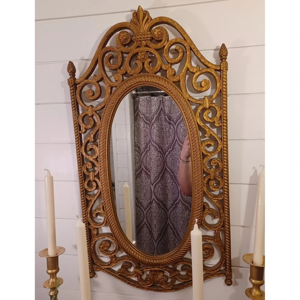 Vintage syroco gold mirror Hollywood Regency Gothic Victorian style